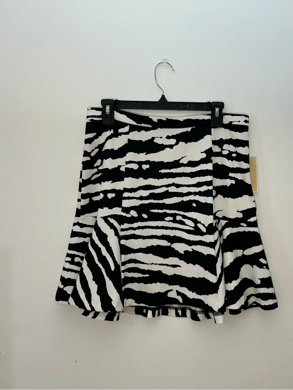 Michael Kors Black and White Zebra Flared Skirt